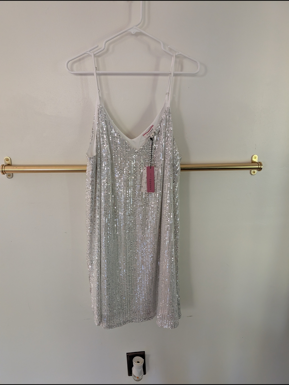 Andree Silver Sequin Slip Dress